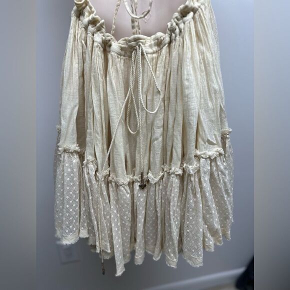 Free People 100 Degree Cream Dot Mini Halter Dress L - Picture 8 of 9
